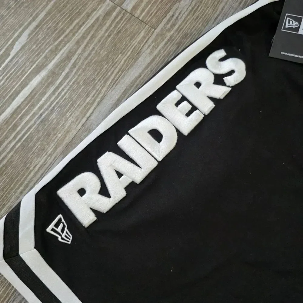 Las Vegas Raiders New Era NFL Shorts Chenille Embrodery Logos Black White XL LE